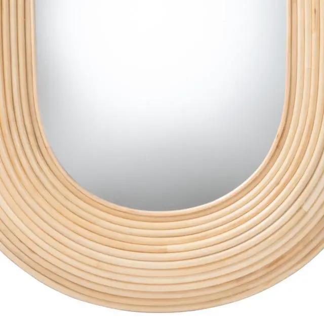 Alt view image 4 of 5 - Modern Bohemian Natural Brown Rattan Oval Accent Wall Mirror