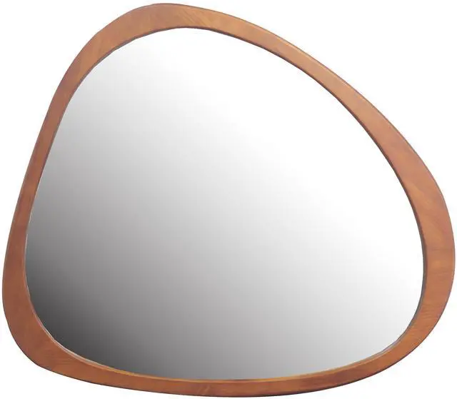 Main image of Solid Wood Mirror 45 Inch Asymmetrical Wall Mirror Wooden Framed Mirror Large Sized Dressing Mirror, for Living Room, Bedroom, Bathroom, Hallway or Entry Way, Walnut