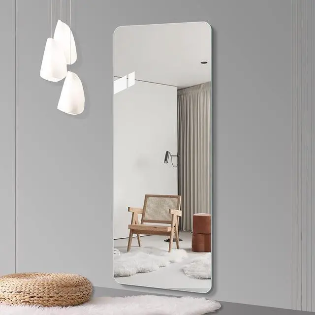 Alt view image 2 of 7 - 65"x 24" inch Full Body round corner mirror for Living Room Bedroom Cloakroom Wall hanging with hanging hole High quality 5mm silver mirror Explosion-proof glass