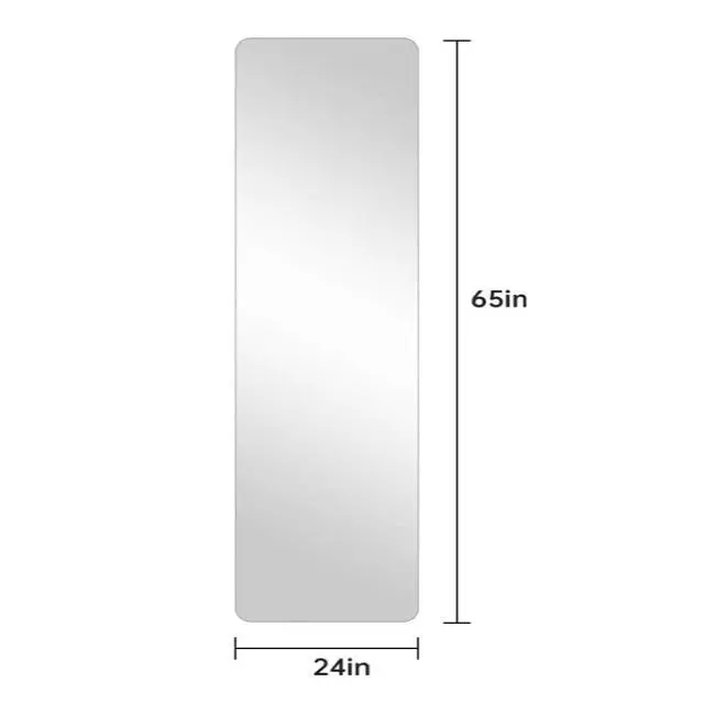Alt view image 6 of 7 - 65"x 24" inch Full Body round corner mirror for Living Room Bedroom Cloakroom Wall hanging with hanging hole High quality 5mm silver mirror Explosion-proof glass