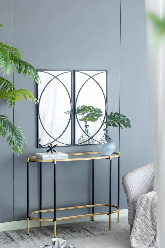 Alt view image 4 of 7 - 32'' Rectangular Wall Mirrors with Black Frame, Home Decor for Living Room Bedroom Entryway