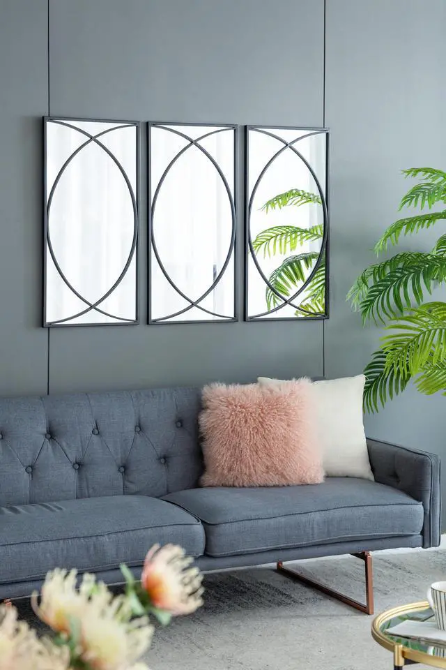 Alt view image 3 of 7 - 32'' Rectangular Wall Mirrors with Black Frame, Home Decor for Living Room Bedroom Entryway
