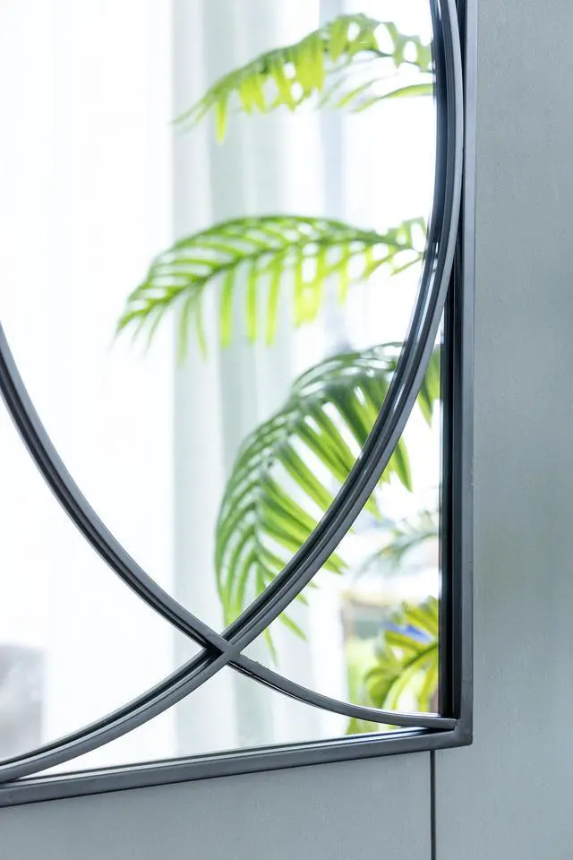 Alt view image 5 of 7 - 32'' Rectangular Wall Mirrors with Black Frame, Home Decor for Living Room Bedroom Entryway