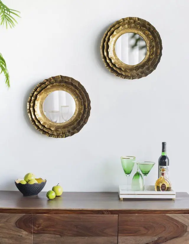 Alt view image 6 of 7 - 16" Round Wall Mirror with Gold Metal Frame, Mid-Century Modern Accent Mirror for Living Room