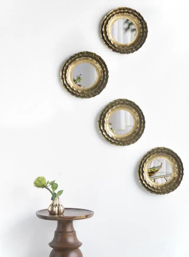 Alt view image 5 of 7 - 16" Round Wall Mirror with Gold Metal Frame, Mid-Century Modern Accent Mirror for Living Room