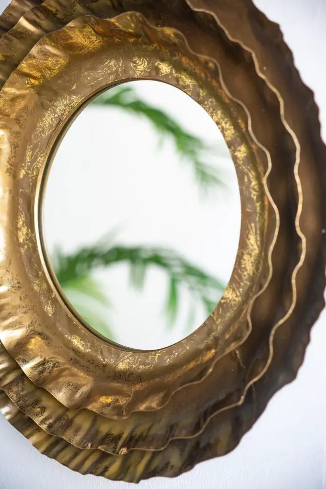 Alt view image 7 of 7 - 16" Round Wall Mirror with Gold Metal Frame, Mid-Century Modern Accent Mirror for Living Room