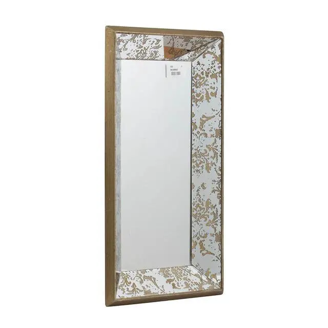 Alt view image 4 of 6 - 20" x 12" Antique Silver Rectangle Mirror with Floral Accents, Mirrored Display Tray, Hanging Wall Mirror