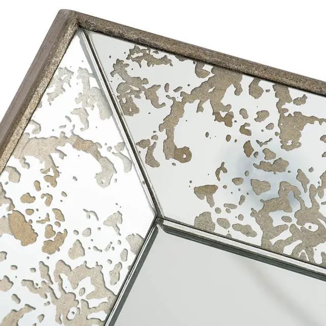 Alt view image 6 of 6 - 20" x 12" Antique Silver Rectangle Mirror with Floral Accents, Mirrored Display Tray, Hanging Wall Mirror