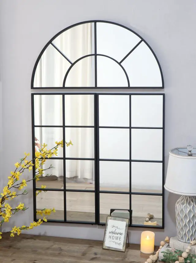 Alt view image 2 of 6 - 30" x 45" Large Arched Wall Mirror with Three Separate Sections
