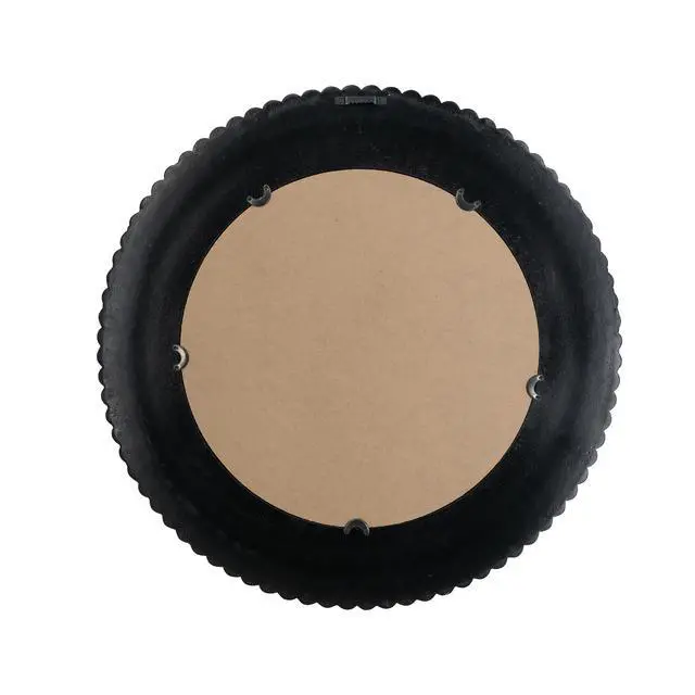 Alt view image 4 of 6 - D26.5" Round Black And Gold Wooden Accent Mirror With Woven Texture