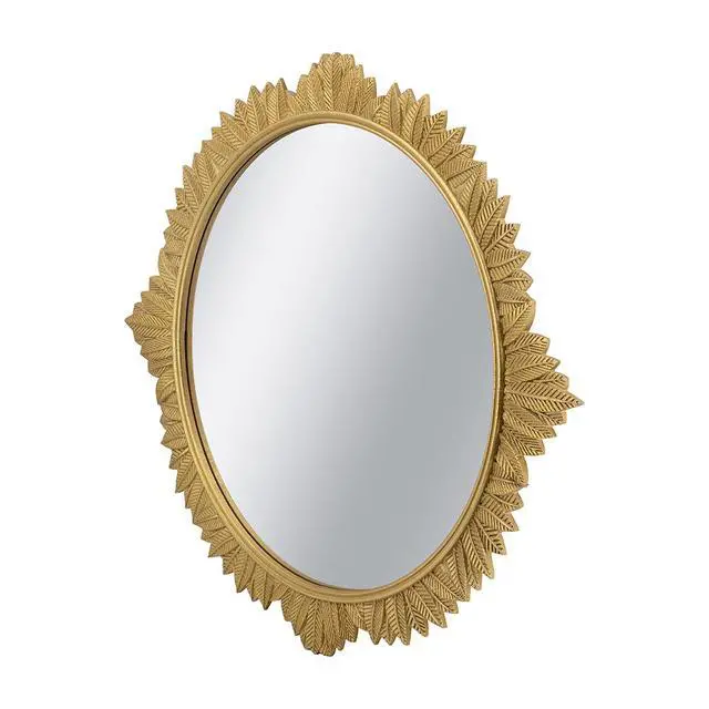 Alt view image 3 of 6 - 35.5x31.5" Round MDF Wall Mirror with Ornate Gold Frame