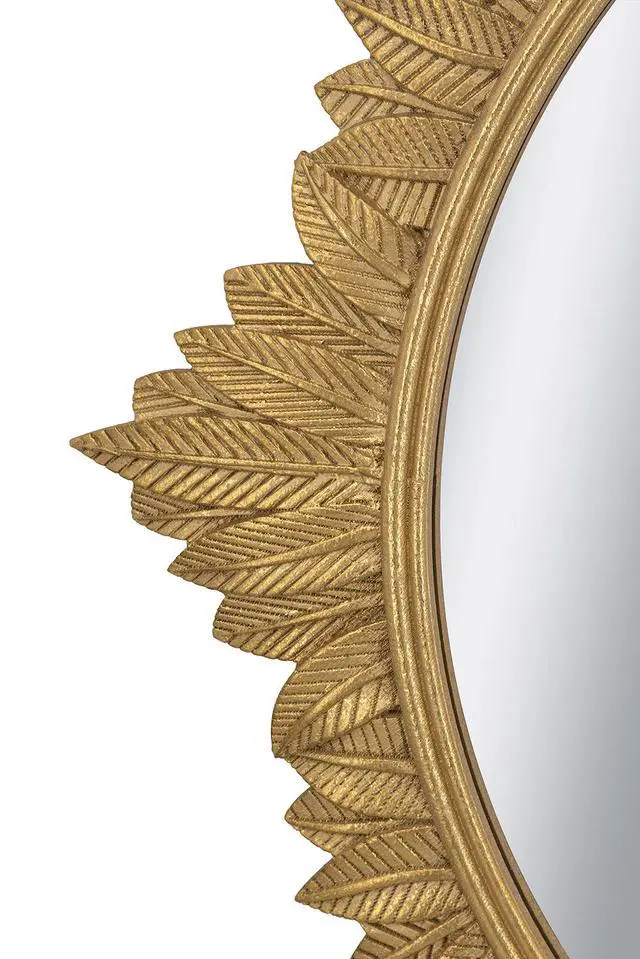 Alt view image 4 of 6 - 35.5x31.5" Round MDF Wall Mirror with Ornate Gold Frame
