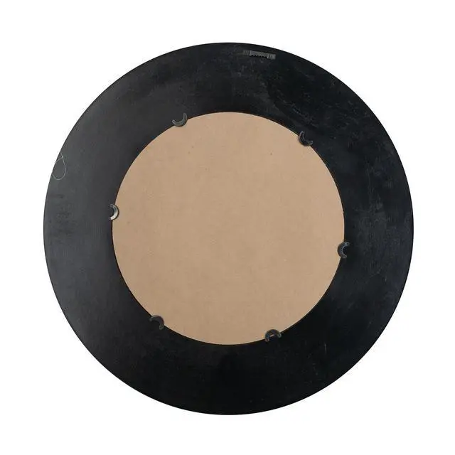 Alt view image 4 of 7 - D29.5" Round Gold And Black Wooden Accent Mirror With Woven Texture