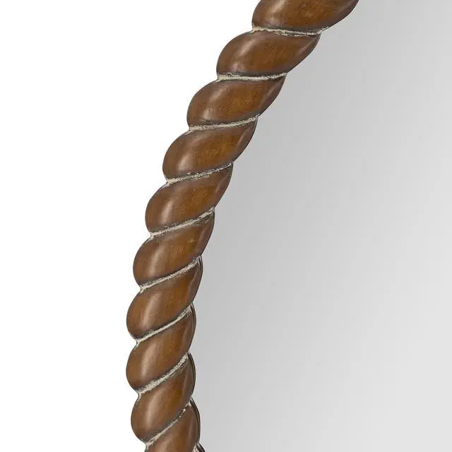 Alt view image 4 of 7 - 28.3X28.3" Round Wall Mirror With Pine Wood Frame, Brown