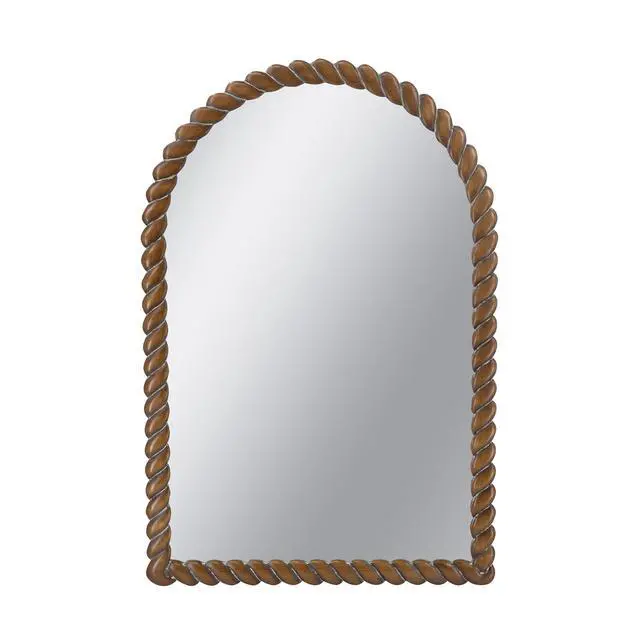 Alt view image 2 of 7 - 24X35.8" Arched Wall Mirror With Pine Wood Frame, Brown