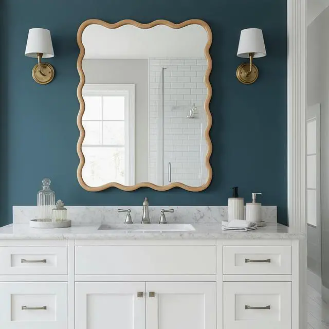 Alt view image 3 of 7 - Natural Wood 30"x40" Wavy Rectangle Solid Wood Frame Decorative Mirror,For Bedroom, Bathroom, Living Room, Entryway