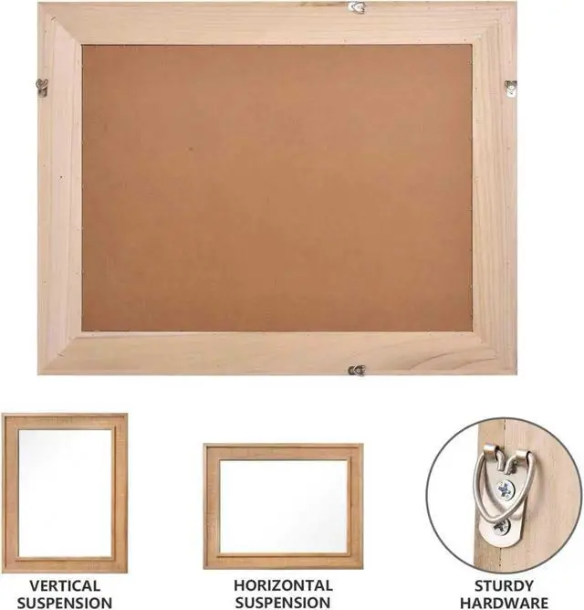 Alt view image 5 of 7 - Yellowish Brown 20"x30" Rattan Rectangle Solid Wood Frame Decorative Mirror,For Farmhouse,Bathroom,Home Decor,Entryway