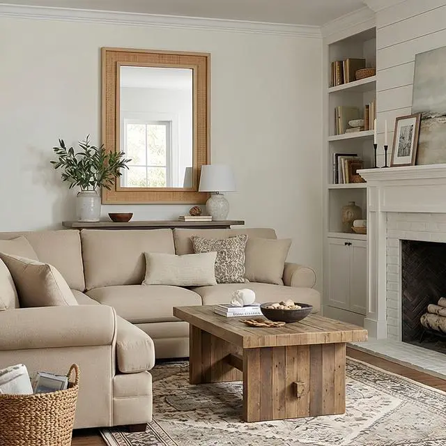Alt view image 4 of 7 - Natural Wood Color 24"x36" Rattan Rectangle Solid Wood Frame Decorative Mirror,For Farmhouse,Bathroom,Home Decor,Entryway