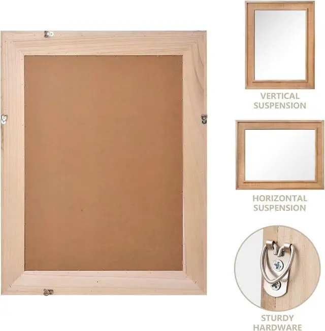 Alt view image 6 of 7 - Yellowish Brown 24"x36" Rattan Rectangle Solid Wood Frame Decorative Mirror,For Farmhouse,Bathroom,Home Decor,Entryway