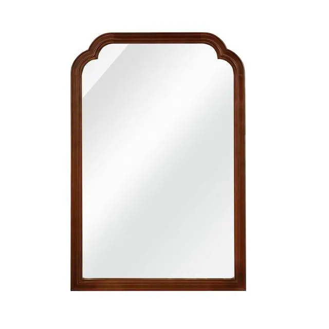 Alt view image 6 of 7 - Black Walnut Color 24" x 36" Solid Wood Frame Rounded Corner Decorative Mirror, For Bedroom, Bathroom, Living Room, Entryway
