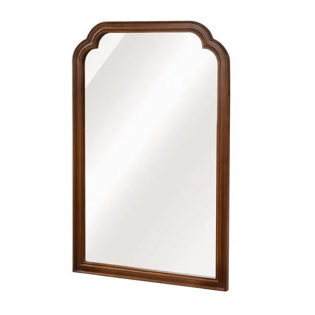 Alt view image 7 of 7 - Black Walnut Color 24" x 36" Solid Wood Frame Rounded Corner Decorative Mirror, For Bedroom, Bathroom, Living Room, Entryway