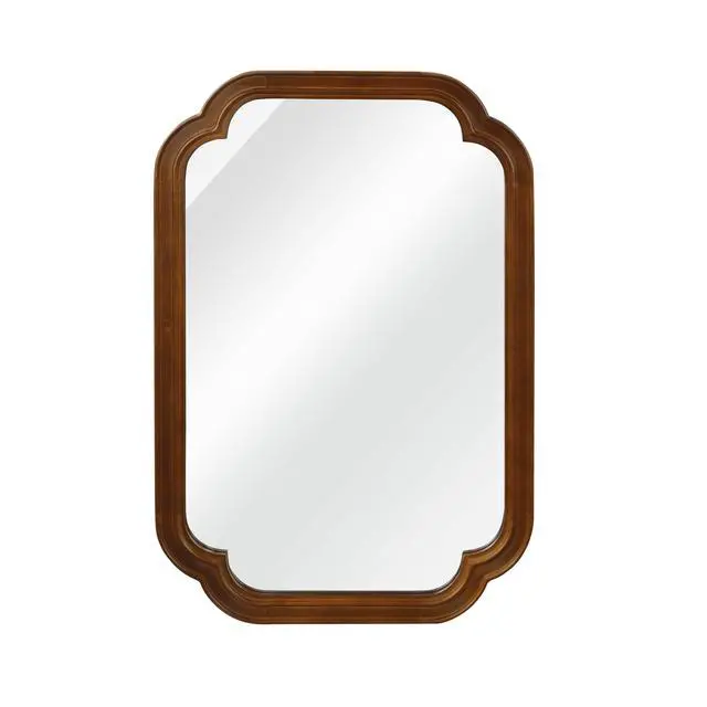 Alt view image 7 of 7 - Black Walnut Color 20" x 30" Solid Wood Frame Rounded Corner Decorative Mirror, For Bedroom, Bathroom, Living Room, Entryway