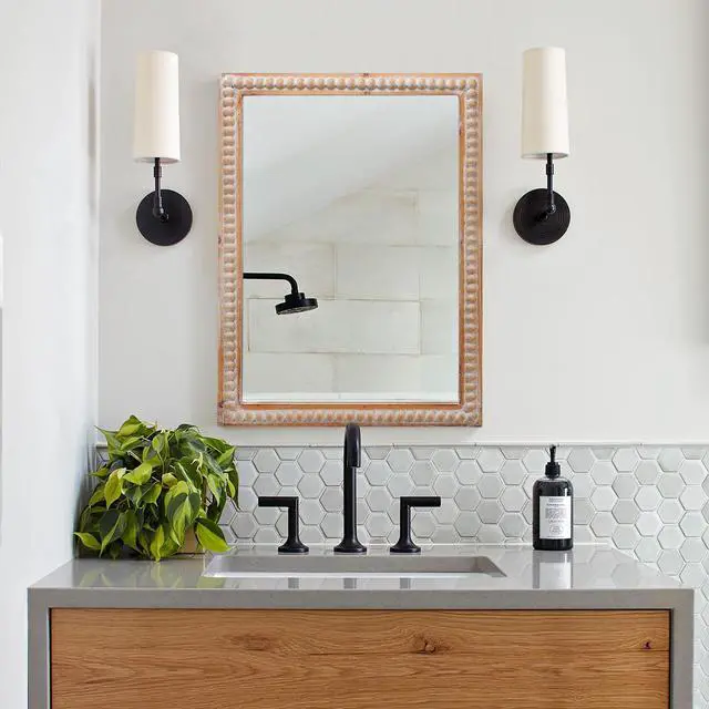 Main image of 22x30 Inches Wood Framed Mirrors for Bathroom,Wooden Frame Wall Mirror Farmhouse Wall Mounted Rectangle Mirror for Vanity (Horizontal/Vertical) with beading