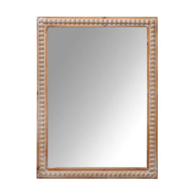 Alt view image 6 of 7 - 22x30 Inches Wood Framed Mirrors for Bathroom,Wooden Frame Wall Mirror Farmhouse Wall Mounted Rectangle Mirror for Vanity (Horizontal/Vertical) with beading
