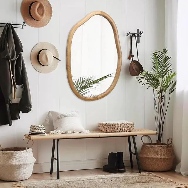 Alt view image 7 of 7 - Irregular Wall Mirror Decorative, Asymmetrical Mirror for Wall Decor, Wavy Accent Mirrors for Living Room Bathroom Bedroom Entryway, Abstract Irregular Shape Curvy Mirror, 32"x22"