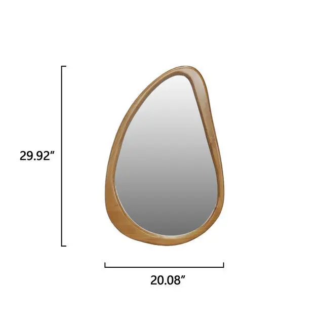 Alt view image 7 of 7 - Modern Irregular Teardrop Wooden Wall Mirror, 29.92" x 20.08" Decorative Accent Mirror for Bathroom, Bedroom, Living Room, Mid-Century Home Decor