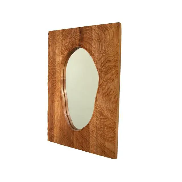 Alt view image 7 of 7 - 20'' Timeline Mirror, Wall-mounted Vintage Rectangular Solid Rosewood Decorative Mirror, Irregular Mirror, Suitable for Bathroom, Bedroom, Living Room, Entryway, etc.