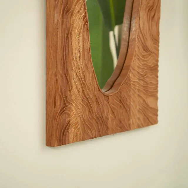 Alt view image 3 of 7 - 20'' Timeline Mirror, Wall-mounted Vintage Rectangular Solid Rosewood Decorative Mirror, Irregular Mirror, Suitable for Bathroom, Bedroom, Living Room, Entryway, etc.