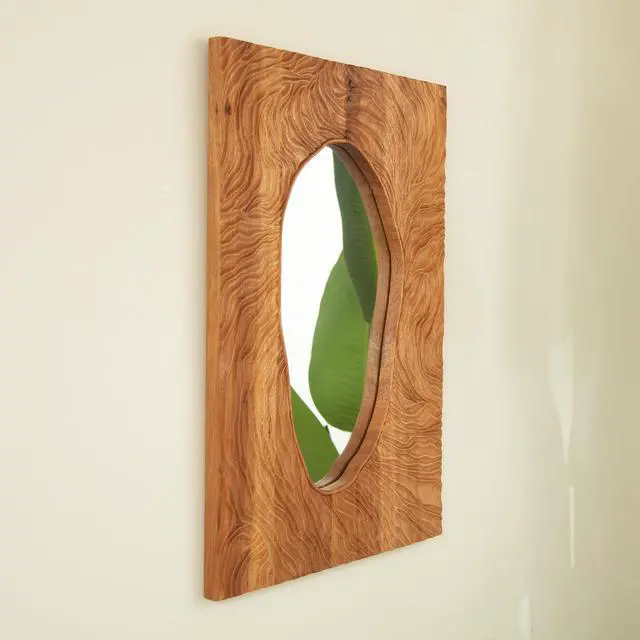 Alt view image 6 of 7 - 20'' Timeline Mirror, Wall-mounted Vintage Rectangular Solid Rosewood Decorative Mirror, Irregular Mirror, Suitable for Bathroom, Bedroom, Living Room, Entryway, etc.
