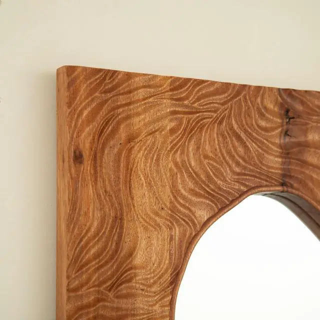 Alt view image 5 of 7 - 20'' Timeline Mirror, Wall-mounted Vintage Rectangular Solid Rosewood Decorative Mirror, Irregular Mirror, Suitable for Bathroom, Bedroom, Living Room, Entryway, etc.