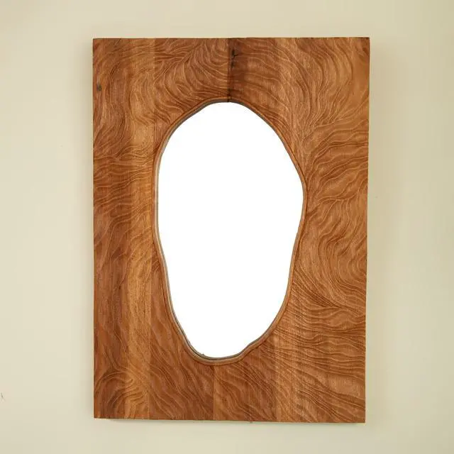 Alt view image 4 of 7 - 20'' Timeline Mirror, Wall-mounted Vintage Rectangular Solid Rosewood Decorative Mirror, Irregular Mirror, Suitable for Bathroom, Bedroom, Living Room, Entryway, etc.