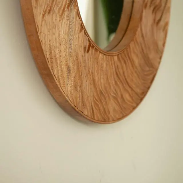Alt view image 3 of 7 - 24'' Ring Mirror, Wall-mounted Vintage Circle Solid Rosewood Decorative Mirror, Round Mirror, Suitable for Bathroom, Bedroom, Living Room, Entryway, etc.