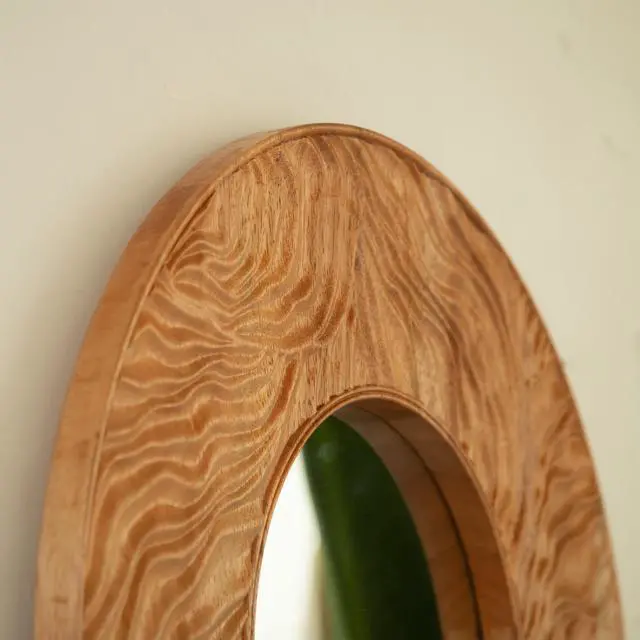 Alt view image 7 of 7 - 24'' Ring Mirror, Wall-mounted Vintage Circle Solid Rosewood Decorative Mirror, Round Mirror, Suitable for Bathroom, Bedroom, Living Room, Entryway, etc.