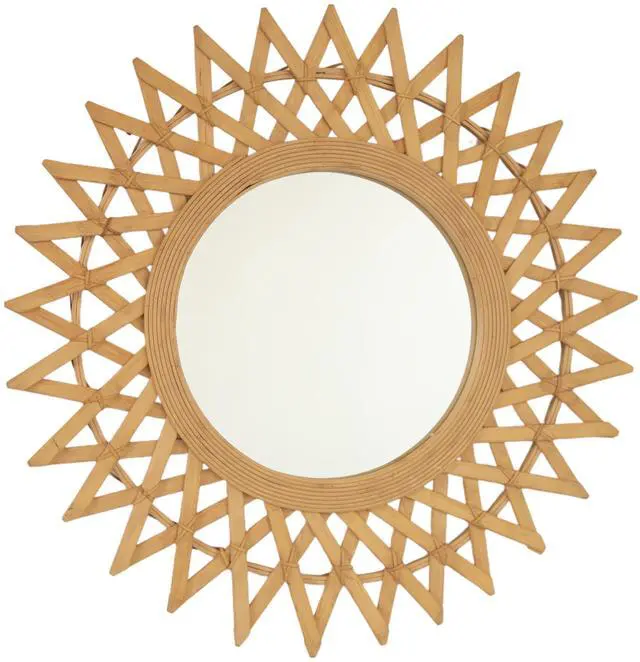 Main image of 24'' Solana Mirror, Wall-mounted Bamboo Artistry Circle Mirror with Hemp, Irregular Shape, Suitable for Bathroom, Bedroom, Living Room, Entryway, etc.