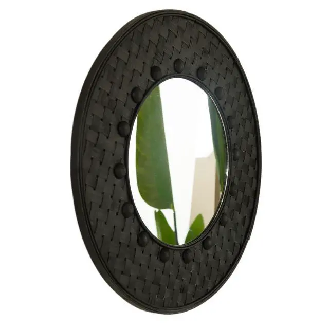 Alt view image 6 of 7 - 24'' Solea Mirror, Hand-woven Black Bamboo Artistry Wall Hanging Circle Mirror, Suitable for Bathroom, Bedroom, Living Room, Entryway, etc.