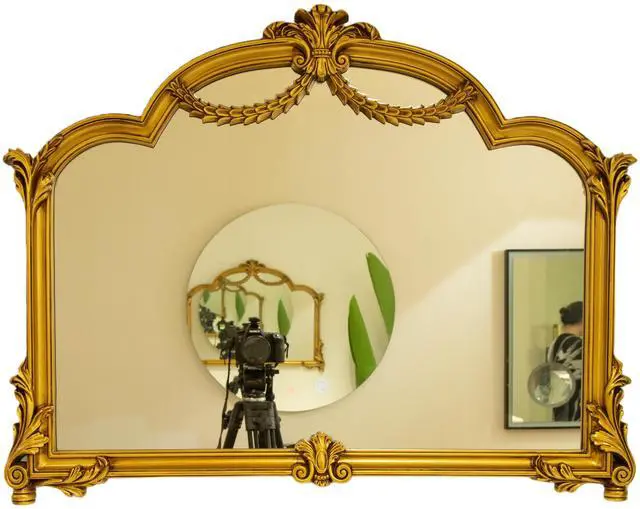 Main image of 35'' VITI Mirror, Baroque Revival Style PU Mirror with An Ornate Golden Frame, Suitable for Bathroom, Bedroom, Living Room, Corridor, Entryway, etc.