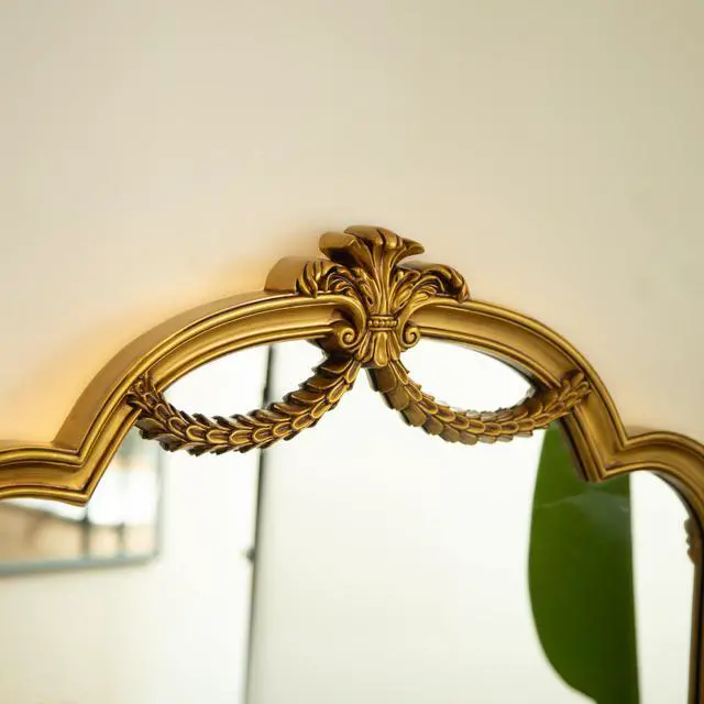 Alt view image 4 of 7 - 35'' VITI Mirror, Baroque Revival Style PU Mirror with An Ornate Golden Frame, Suitable for Bathroom, Bedroom, Living Room, Corridor, Entryway, etc.