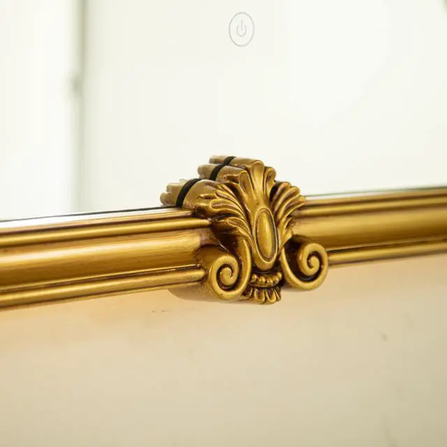 Alt view image 7 of 7 - 35'' VITI Mirror, Baroque Revival Style PU Mirror with An Ornate Golden Frame, Suitable for Bathroom, Bedroom, Living Room, Corridor, Entryway, etc.