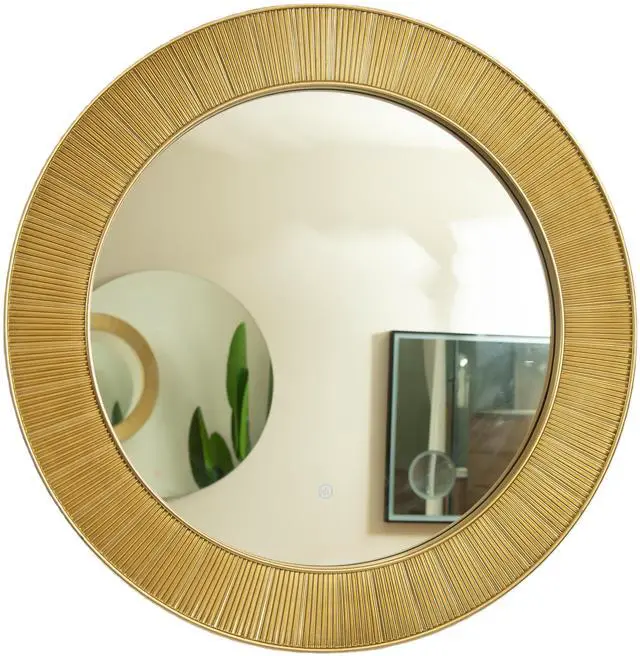 Main image of 31'' Cyclis Mirror, Thick Gold Frame PU Art Decorative Mirror, Three Color Temperatures are Available, Suitable for Bathroom, Bedroom, Living Room, Corridor, Entryway, etc.