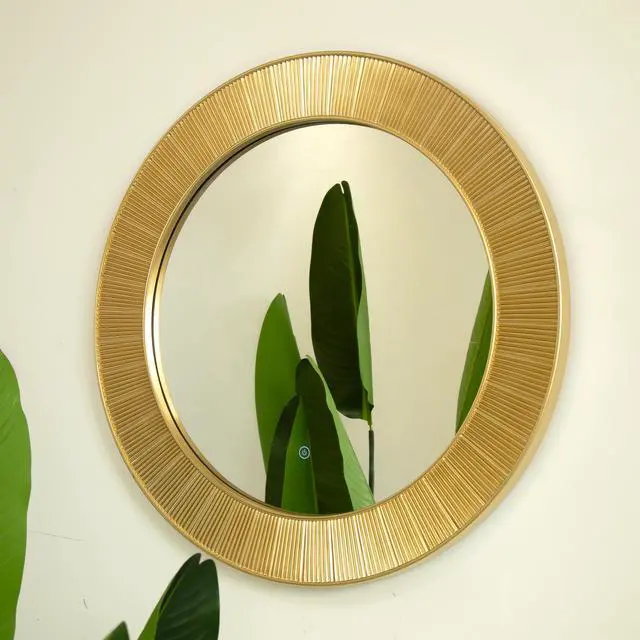 Alt view image 7 of 7 - 31'' Cyclis Mirror, Thick Gold Frame PU Art Decorative Mirror, Three Color Temperatures are Available, Suitable for Bathroom, Bedroom, Living Room, Corridor, Entryway, etc.