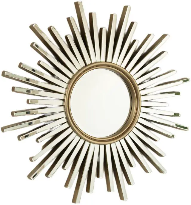 Main image of 33'' Gemme Mirror, Luxury Style PU Sunburst-shaped Art Decorative Mirror, Suitable for Bathroom, Bedroom, Living Room, Corridor, Entryway, etc.