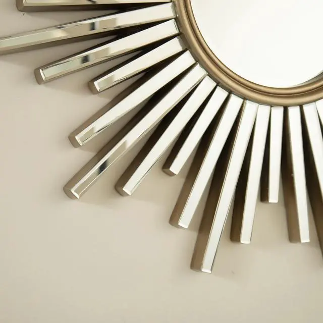 Alt view image 3 of 7 - 33'' Gemme Mirror, Luxury Style PU Sunburst-shaped Art Decorative Mirror, Suitable for Bathroom, Bedroom, Living Room, Corridor, Entryway, etc.