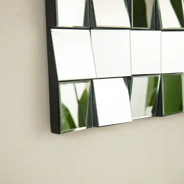 Alt view image 7 of 7 - 24'' Plash Mirror, 3D Square Splicing Artistic PU Material Decorative Mirror, Suitable for Bathroom, Bedroom, Living Room, Corridor, Entryway, etc.
