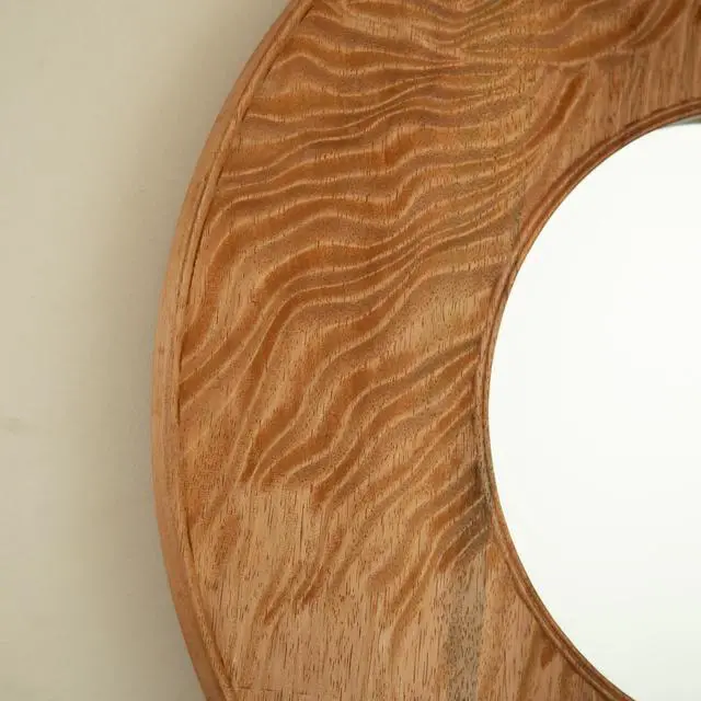 Alt view image 5 of 7 - 24'' Ring Mirror, Wall-mounted Vintage Circle Solid Rosewood Decorative Mirror, Round Mirror, Suitable for Bathroom, Bedroom, Living Room, Entryway, etc.