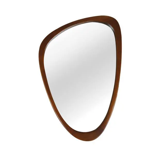 Alt view image 7 of 7 - Black Walnut Color 20"x30" Irregular Solid Wood Frame Decorative Mirror,For Bedroom, Bathroom, Living Room, Entryway