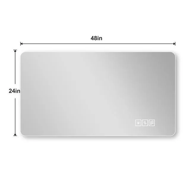 Alt view image 3 of 7 - Wall mounted LED lighting mirror/bathroom mirror/full-length mirror/makeup mirror, three color lighting+dimming+IP44 waterproof+anti fog+touch switch 24 × 48 inches